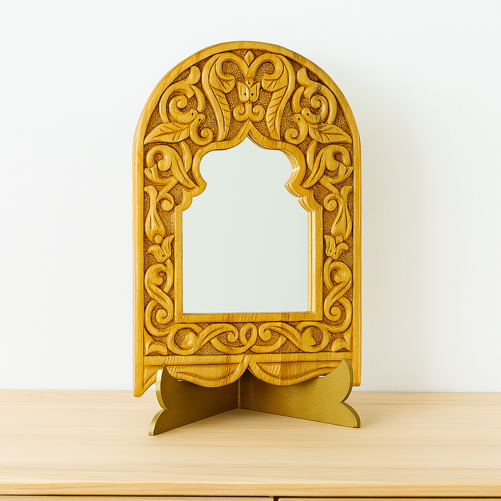 miroir en bois de cèdre sculpté à la main